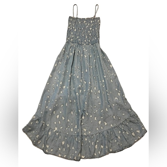 Sunny Studio Paris denim leopard print ruched high low ruffle hem maxi dress - Picture 2 of 9